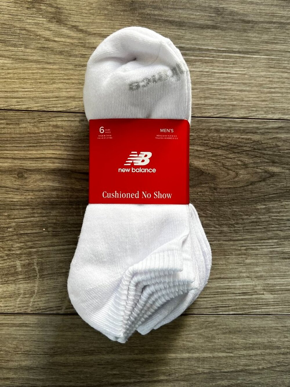 New Balance Men's 6 Pair No Show Socks White Size 8-12.5 Cushioned Arch Support